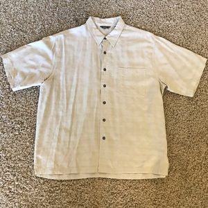 Men’s Royal Robbins tan&white collared shirt